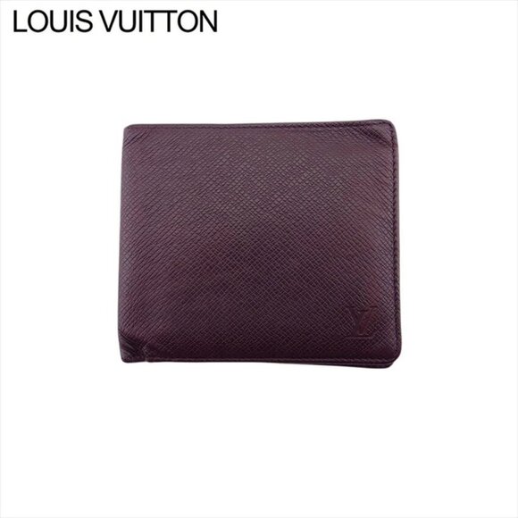 LOUIS VUITTON Bifold Billfold Taiga Acaju Taiga Leather Auth Used - Picture 1 of 10